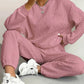 Texture Round Neck Top and Pants Set