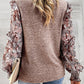 Heathered Floral Frill Lantern Sleeve Blouse