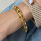 Stainless Steel Inlaid Rhinestone Cutout Bracelet