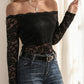 Off-Shoulder Long Sleeve Lace Top
