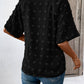 Swiss Dot Notched Half Sleeve Blouse