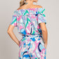 Cotton Bleu by Nu Label Blue Abstracted Print Tie Front Shorts