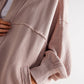 Exposed Seam Open Front Batwing Sleeve Hooded Cardigan