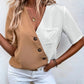 Full Size Decorative Button Surplice Short Sleeve Blouse