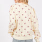 SAGE + FIG Heart Printed Contrast Long Sleeve Sweatshirt