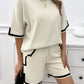 Devine Contrast Trim Round Neck Top and Shorts Set