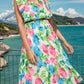 FULL SIZE Ruffled Printed Surplice Cap Sleeve Dress