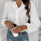 Ruffled V-Neck Long Sleeve Blouse
