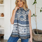 Frill Printed Mock Neck Top