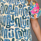 Plus Size Printed Mock Neck Short Sleeve Blouse