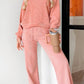 Round Neck Long Sleeve Top and Pants Set