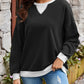 Contrast Round Neck Long Sleeve Sweatshirt