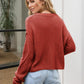 Cable-Knit Round Neck Dropped Shoulder Sweater