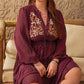 Plus Size Embroidered Polka Dot Tie Neck Long Sleeve Midi Dress