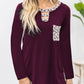 Cutout Leopard Round Neck Long Sleeve T-Shirt