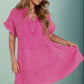 Tiered Notched Short Sleeve Dress