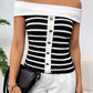 Decorative Button Striped Off-Shoulder Knit Top