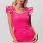 BiBi Ruffled Shoulder Strap Rib Texture Top - Brand BiBi
