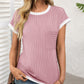 Contrast Trim Round Neck Short Sleeve T-Shirt