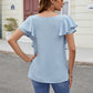 Full Size Ruffled V-Neck Short Sleeve Top