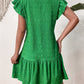 Textured Round Neck Ruffle Hem Dress