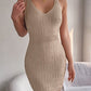 V-Neck Wide Strap Sweater Dress