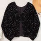 Black Sequin Round Neck Long Sleeve Blouse