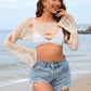 Distressed Boat Neck Long Sleeve Cover Up