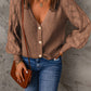 Openwork V-Neck Button Up Cardigan