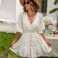 Lace Cutout Surplice Half Sleeve Dress