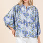 Mittoshop Flower Print Batwing Sleeve Button Down Blouse