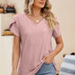 Eyelet Petal Sleeve V-Neck Knit Top
