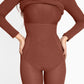 Basic Bae Full Size Built-In Shapewear Square Neck Long Sleeve Dress