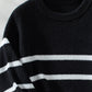 Striped Round Neck Dropped Shoulder Sweater