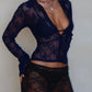 Devine Plunge Long Sleeve Lace Top