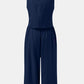 Round Neck Top and Wide Leg Pants Set