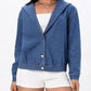 Button Up Hooded Denim Top