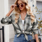 Plaid Collared Neck Long Sleeve Shirt