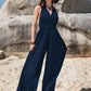 Surplice Wide Leg Jumpsuit with Free Tie