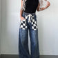 Checkered Wide Leg Jeans