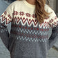Chevron Contrast Round Neck Long Sleeve Sweater
