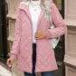 Quilted Zip Up Hooded Jacket with Pockets