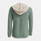 Full Size Waffle-Knit Contrast Long Sleeve Hoodie