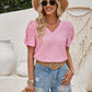 Twisted Heart V-Neck Short Sleeve Blouse