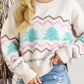 Christmas Tree Ribbed Hem Dropped Shoulder Sweater