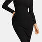 Basic Bae Full Size Built-In Shapewear Square Neck Long Sleeve Dress