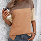 Full Size Color Block Round Neck Half Sleeve T-Shirt