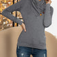 Buttoned Mock Neck Long Sleeve Blouse