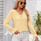 Applique V-Neck Flounce Sleeve T-Shirt