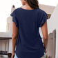 Full Size Ruffled Round Neck Cap Sleeve Blouse